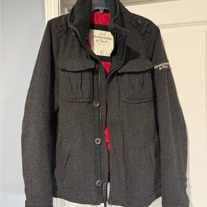 Abercrombie & Fitch Men's Dark Gray Wool Coat